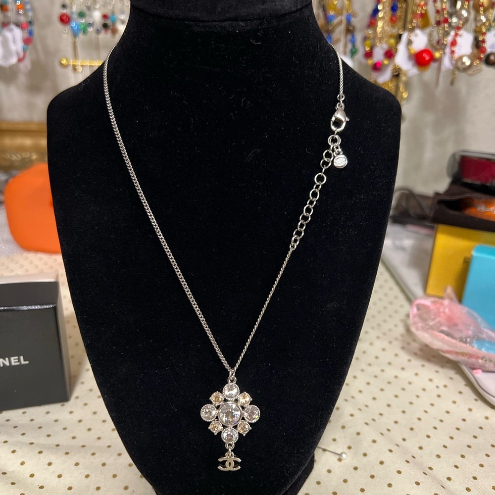 Chanel crystal pendant necklace